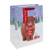 HIGHLAND COW XMAS PAPER GIFT BAG - LARGE