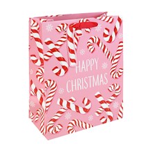 XMAS PINK CANDY CANE GIFT BAG - LARGE