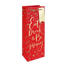 BE MERRY CHRISTMAS BOTTLE GIFT BAG