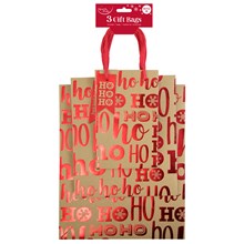 HOHOHO XMAS GIFT BAGS MIXED SIZES - 3 PACK
