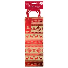 CHRISTMAS BROWN BOTTLE GIFT BAG - 3 PACK