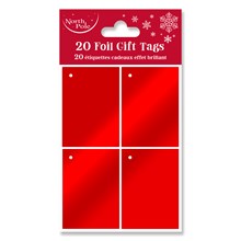 NORTH POLE - RED FOIL GIFT TAGS - 20 PACK