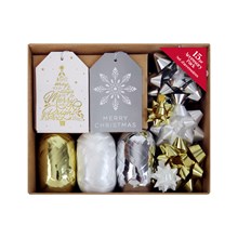 METALLIC TAGS & RIBBON ACCESSORY SET - 15 PACK