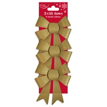 NORTH POLE - GOLD PRESENT BOWS - 3 PACK