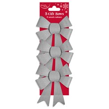 NORTH POLE - SILVER PRESENT BOWS - 3 PACK