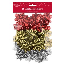 TRADITIONAL MIX METALLIC BOWS - 16 PACK