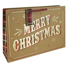 MERRY CHRISTMAS BROWN KRAFT XL SHOPPER