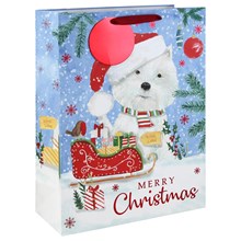 XMAS WESTIE WHITE KRAFT XL BAG