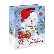 XMAS WESTIE WHITE KRAFT LARGE BAG