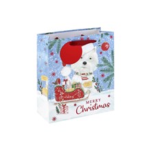 XMAS WESTIE WHITE KRAFT MEDIUM BAG