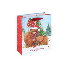 HIGHLAND COW WHITE KRAFT MEDIUM BAG