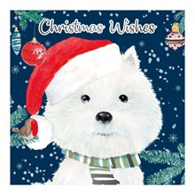 CHRISTMAS WESTIE WHITE KRAFT CARD 12 PACK