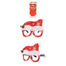 CHRISTMAS HAT WITH WHITE TRIM NOVELTY GLASSES