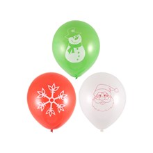 PRINTED CHRISTMAS BALLOONS 23CM - 3 ASST