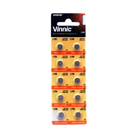 VINNIC - AG3 - 736 BUTTON CELL BATTERY - 10 PACK