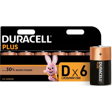 DURACELL PLUS POWER - D BATTERY - 6 PACK