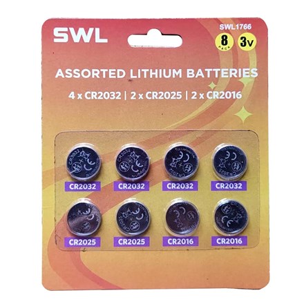 SWL - ASSORTED LITHIUM BATTERIES - 8 PACK