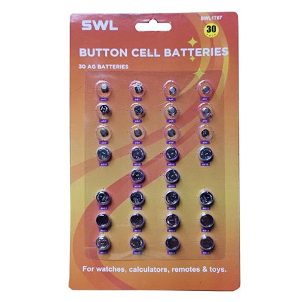SWL - BUTTON CELL BATTERIES - 30 PACK