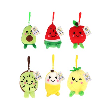 PLUSH MINI FRUITS 6ASST W/ PLASTIC CLIP