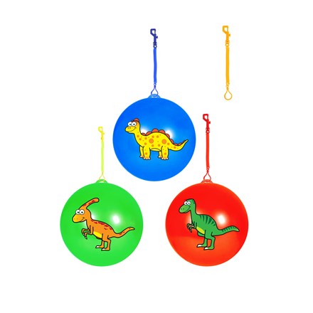 25CM INFLATABLE DINOSAUR BALL WITH HOOK AND KEYRING