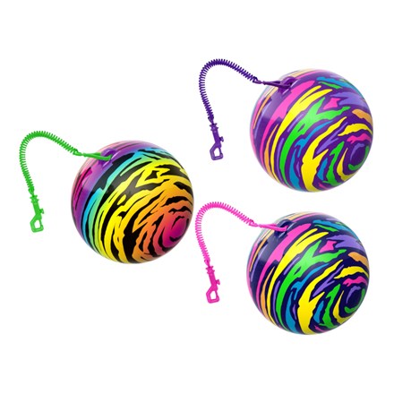 NEON ZEBRA BALL WITH KEYCHAIN 90G - 3 ASSTD