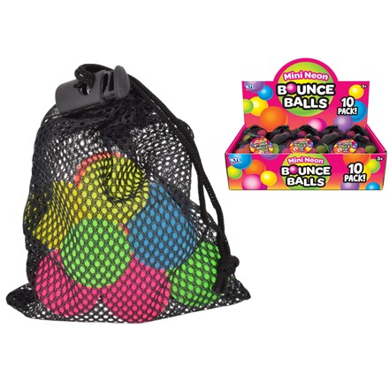 NEON COLOUR MINI RUBBER  BOUNCY BALLS - 10 PACK