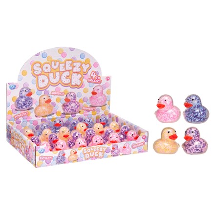 SQUEEZY DUCK 4 ASST 4.5 X 4.5 X 4.6CM