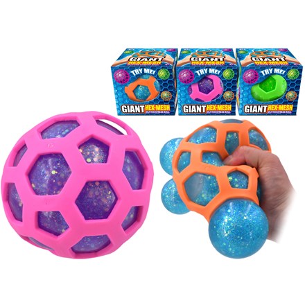 SQUEESHY GIANT HEX BALL 11CM IN OPEN TOUCH BOX