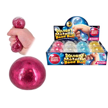 SQUEEZY METALLIC BEAD BALL 4 ASST