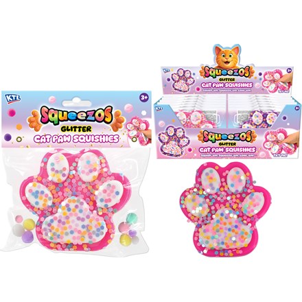 SQUISHY LARGE CAT PAW WITH GLITTER & BOBBLES 180G