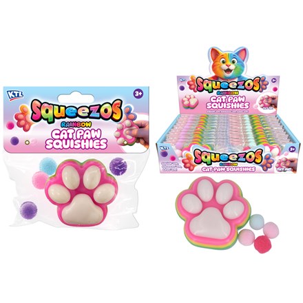 SQUISHY RAINBOW CAT PAW WITH BOBBLES