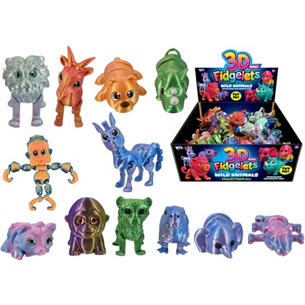 3D MINI FIDGELETS WILD ANIMALS - 12 ASSORTED