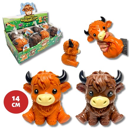 GIANT SQUEEZY HIGHLAND COW 14CM