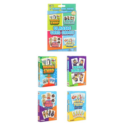 BOX OF 4 FAMILY CARD GAMES - 9CM X 6CM