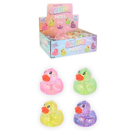 SPARKLY DUCK SQUEEZE TOY WITH SUGAR / MALTOSE FILLING 6CM