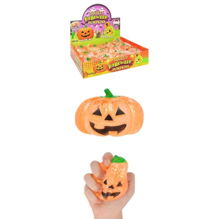 SPARKLY PUMPKIN SQUEEZE TOY WITH SUGAR / MALTOSE FILING 7CM