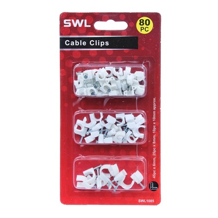 SWL - ASSORTED CABLE CLIP - 80 PACK