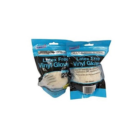 LATEX FREE VINYL GLOVES - 20 PACK