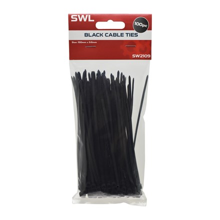 SWL - BLACK CABLE TIES 2.5 X 80MM - 100 PACK