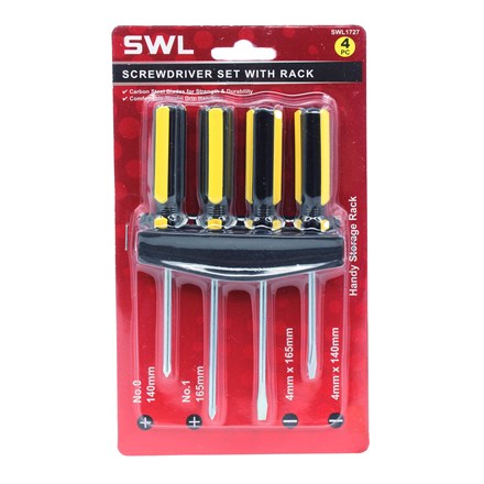 SWL - SCREWDRIVER SET WITH RACK - 4 PACK