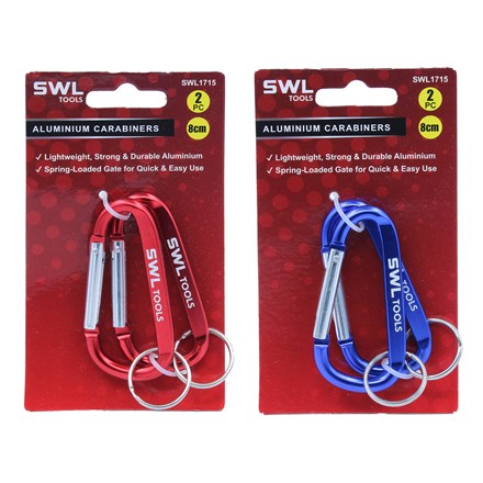 SWL - 8CM ALUMINIUM CARABINERS - 2 PACK