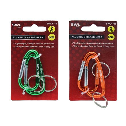 SWL - 6CM ALUMINIUM CARABINERS - 2 PACK