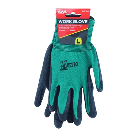 SWL - GREEN & BLACK WORK GLOVES - SIZE L