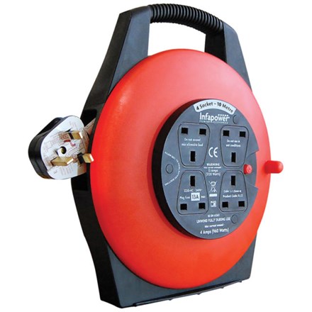INFAPOWER - 4 SOCKET 10M CABLE REEL