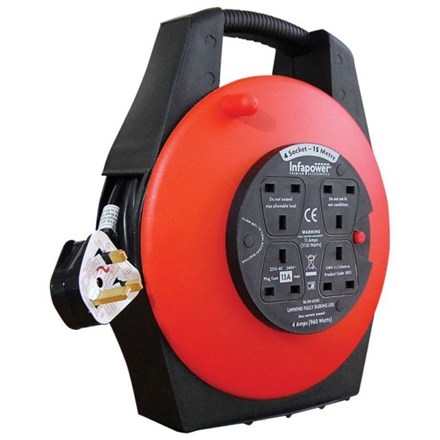 INFAPOWER 4 SOCKET 15M EXTENSION DRUM