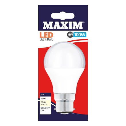 MAXIM LED BULB - GLS COOL WHITE- BC 16W/100W
