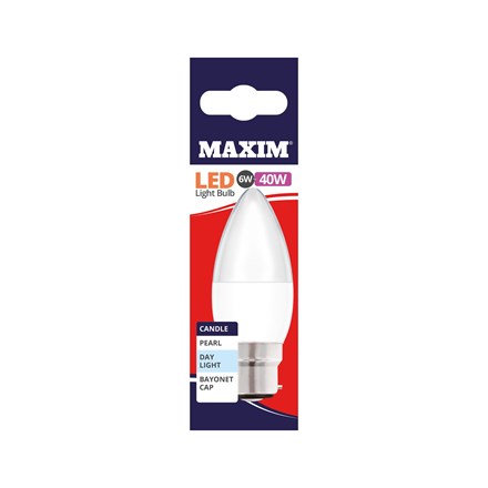 MAXIM - LED BULB - CANDLE DAY LIGHT - BC 6W/40W