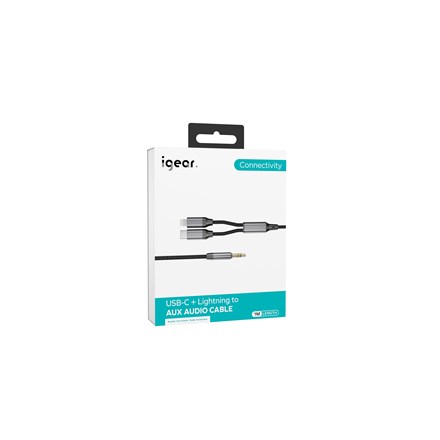 IGEAR - 1M IOS C & LIGHTNING AUX AUDIO NYLON BRAIDED CABLE