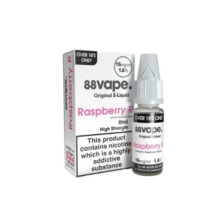 88 VAPE E-LIQUID 16MG RASPBERRY RIPPLE 10ML
