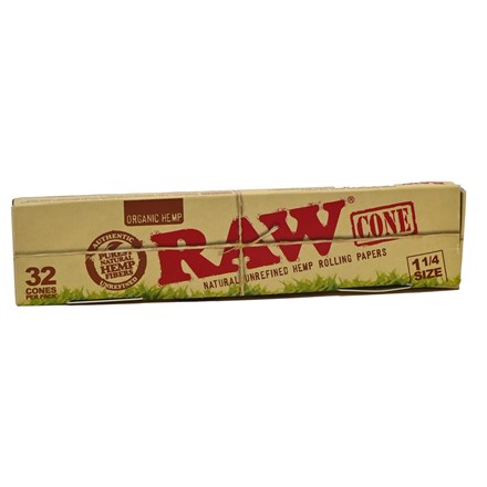 RAW 32PC ORGANIC PRE-ROLLED CONES 1-1/4